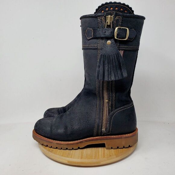 Penelope Chilvers Tall Mid Calf Tassel Boot Womens 36 Black Leather Zip - Picture 8 of 13